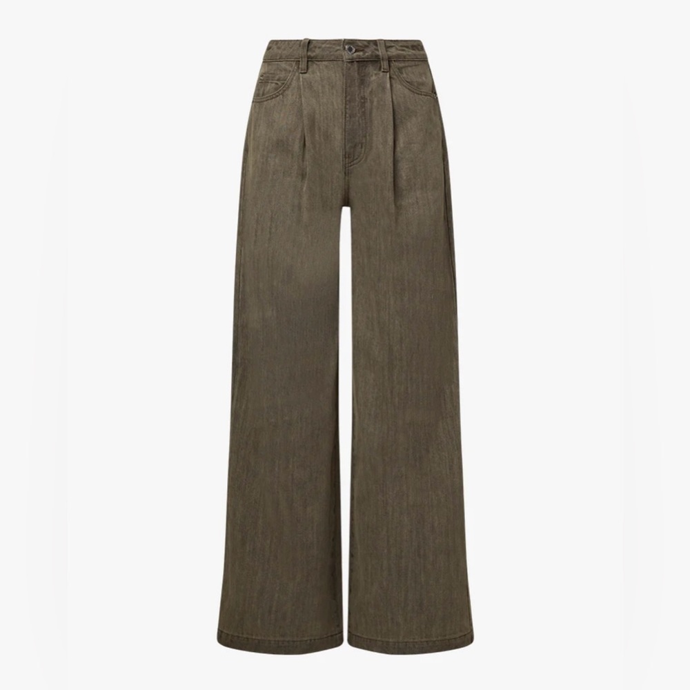 WeWoreWhat High Rise Pleated Wide Leg Jean in Color Stone Wash Size 24 - Picture 6 of 6
